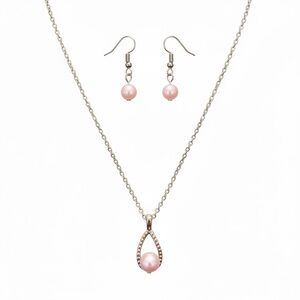 Chic Pink Pearl Necklace and Earring Set